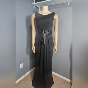 David Meister Black Maxi Dress with Satin Waist